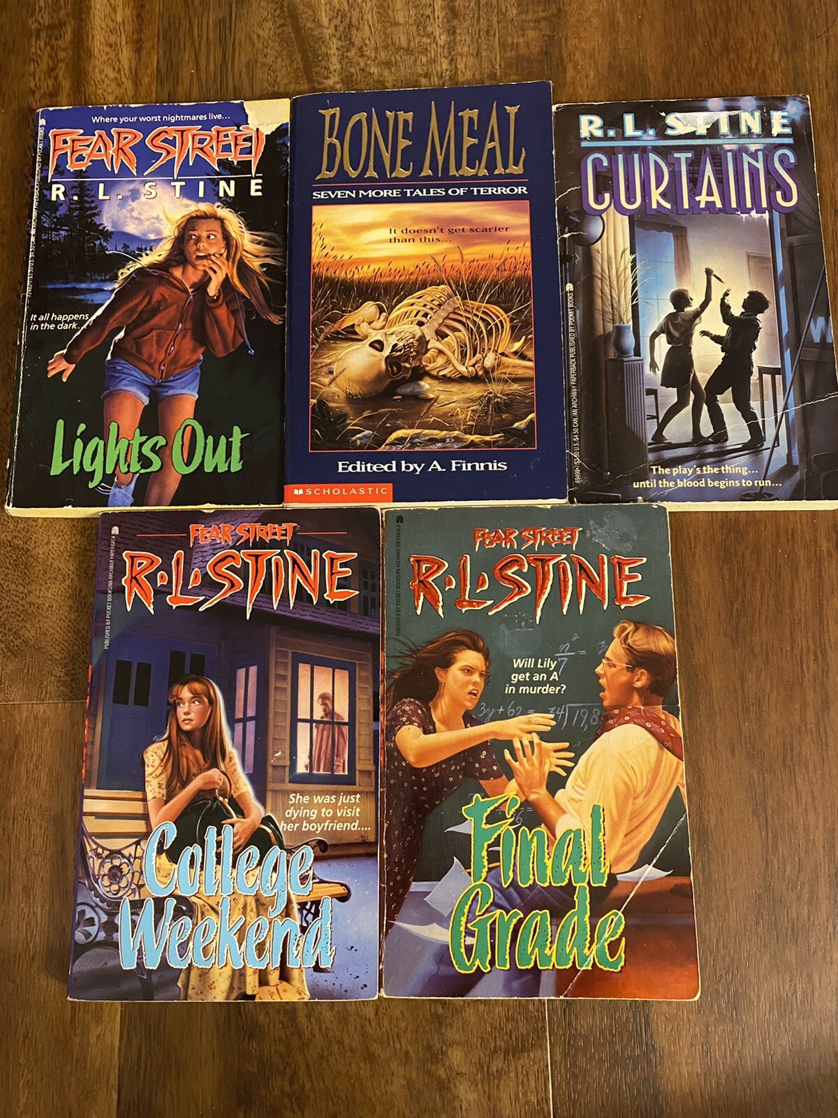 Fear Street YA Teen Horror 5 Books RL Stine Final Grade College Weekend Curtains